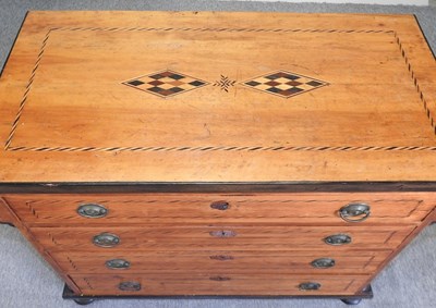 Lot 26 - A 19th century continental fruitwood and marquetry inlaid chest