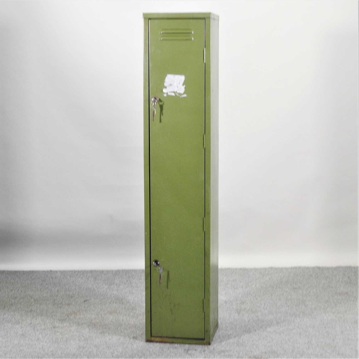 Lot 16 - A green painted metal gun cabinet