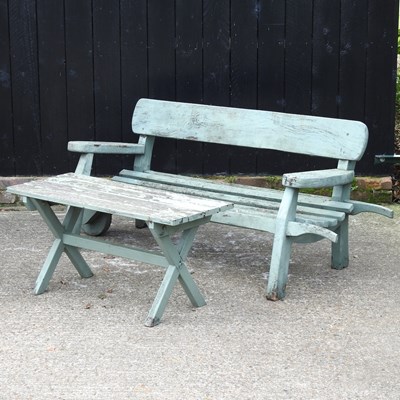 Lot 413 - A green painted garden bench