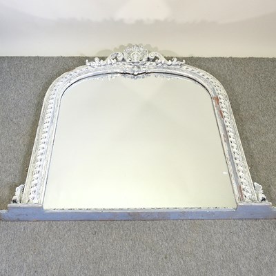 Lot 486 - A white painted carved overmantel mirror