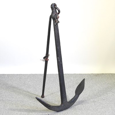 Lot 31 - A black painted iron ship's anchor