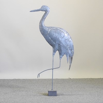 Lot 507 - A rustic galvanized model of a heron