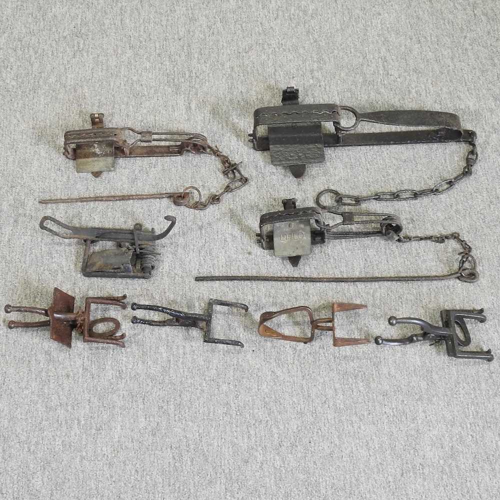 Lot 456 - A collection of 19th century iron traps