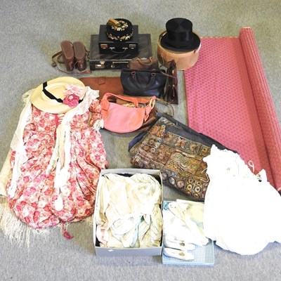 Lot 608 - Three boxes of handbags and textiles