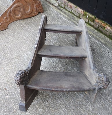 Lot 114 - A set of 19th century ecclesiastical carved oak steps