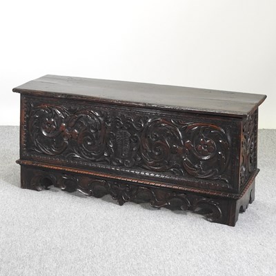 Lot 345 - A fine 17th century and later Italian carved walnut and oak cassone