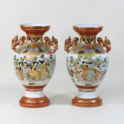 Lot 646 - A pair of Japanese satsuma vases