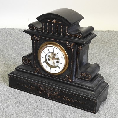 Lot 468 - A 19th century slate mantel clock