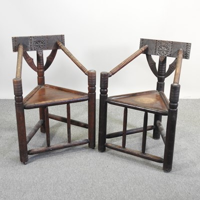 Lot 641 - A pair of carved oak turner's chairs