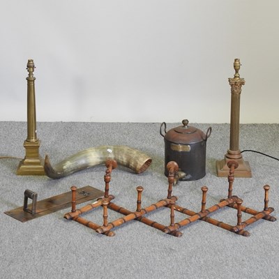 Lot 226 - A brass corinthian column table lamp