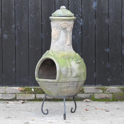 Lot 341 - A terracotta garden chimenea