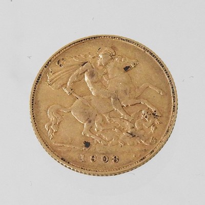 Lot 123 - An Edward VII gold half sovereign