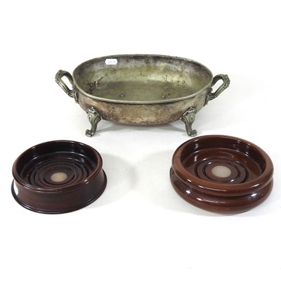 Lot 3 - Two silver mounted treen bottle coasters