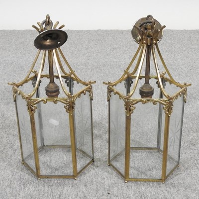 Lot 177 - A pair of brass lanterns