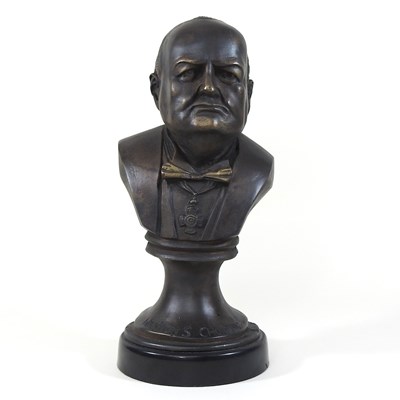 Lot 128 - A bronzed portrait bust