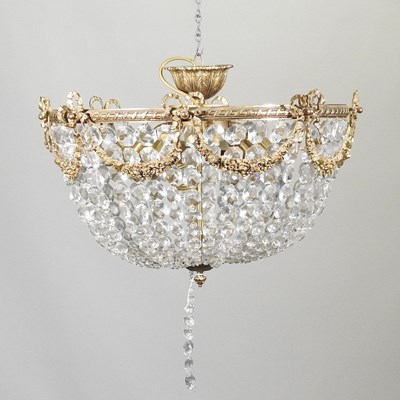 Lot 260 - A 20th century French style gilt and cut glass ceiling light