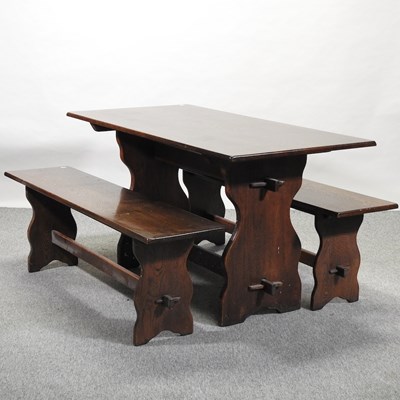 Lot 486 - A mid 20th century oak refectory table