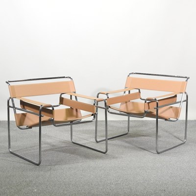 Lot 681 - After Marcel Breuer, a pair of Wassily armchairs