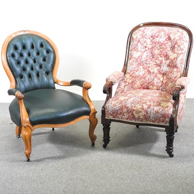 Lot 420 - A Victorian spoon back armchair