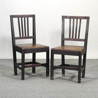 Lot 639 - A set of six 19th century fruitwood dining chairs