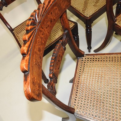 Lot 50 - A set of six Regency simulated rosewood and marquetry dining chairs