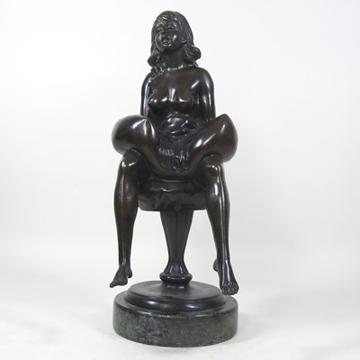 Lot 277 - A bronze figure of a seated nude lady