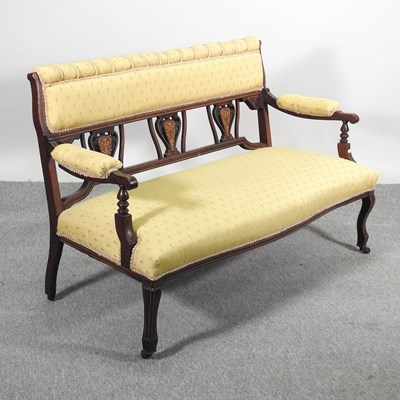 Lot 483 - An Edwardian inlaid two seater settee