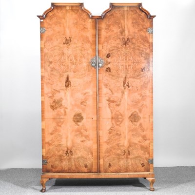 Lot 586 - A 1920's walnut wardrobe