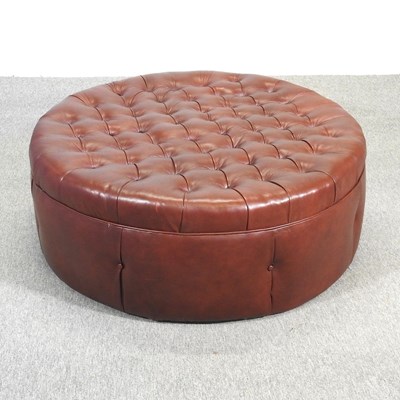 Lot 651 - A large early 20th century brown leather footstool