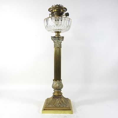 Lot 233 - An 19th Hinks patent century brass oil lamp