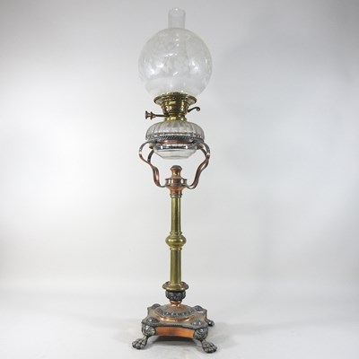 Lot 55 - An unusual 19th century brass oil lamp