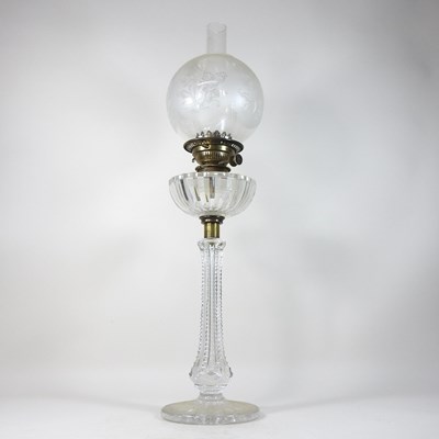 Lot 88 - A 19th century glass oil lamp