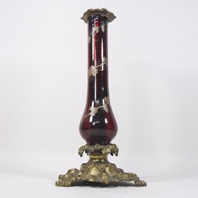 Lot 232 - An ornate 19th century ruby glass lamp base