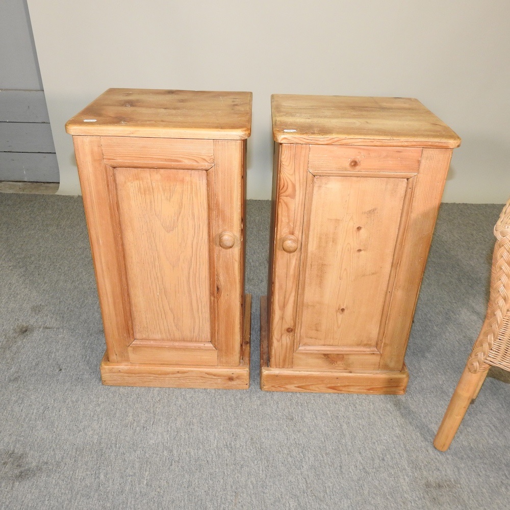Lot 384 A pair of antique pine bedside