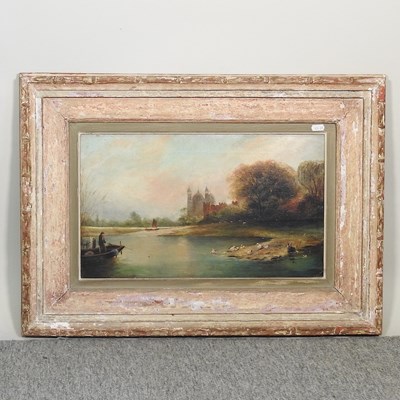 Lot 568 - English school, 19th century, river landscape