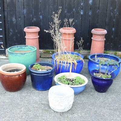 Lot 321 - A pair of blue glazed garden pots