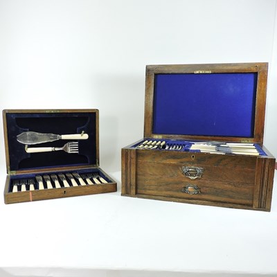 Lot 198 - An oak cased canteen of cutlery