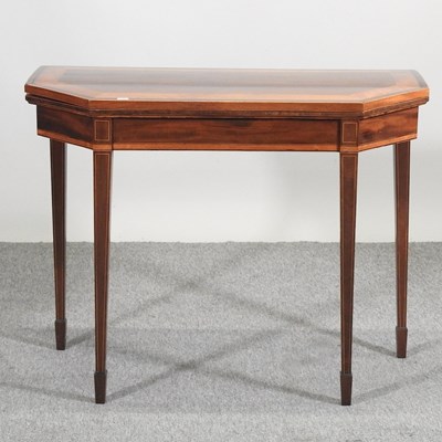 Lot 471 - A George III mahogany and satinwood crossbanded card table