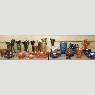 Lot 234 - Two shelves of carnival and coloured glass