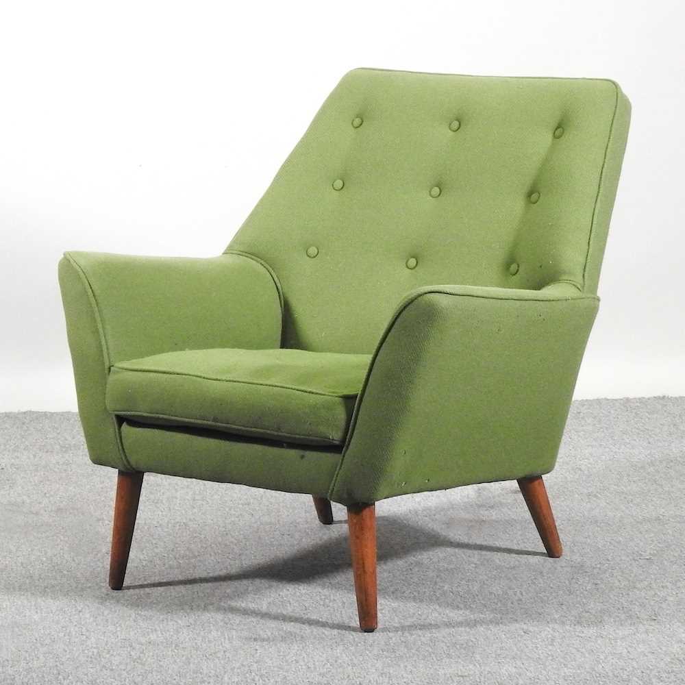 Lot 623 - A 1960's green upholstered armchair