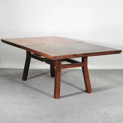 Lot 630 - A contemporary inlaid hardwood dining table