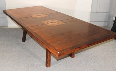 Lot 630 - A contemporary inlaid hardwood dining table
