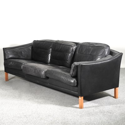 Lot 609 - A 1970's Danish black leather upholstered sofa