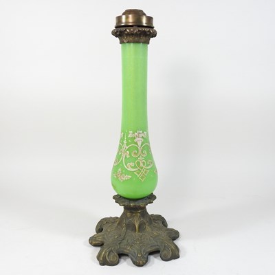 Lot 265 - A 19th century green glass candle lamp base