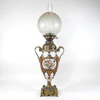 Lot 215 - A 19th century Bohemian oil lamp