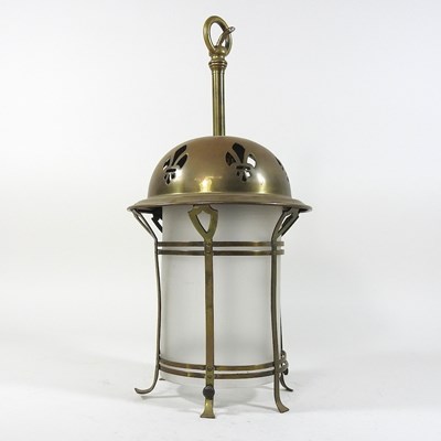 Lot 135 - An Art Nouveau brass lantern