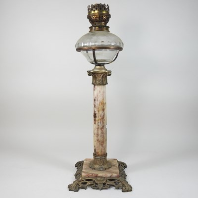 Lot 151 - An Art Nouveau spelter and marble oil lamp base