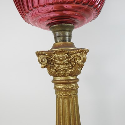 Lot 156 - A 19th century spelter oil lamp