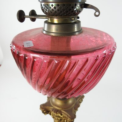 Lot 156 - A 19th century spelter oil lamp