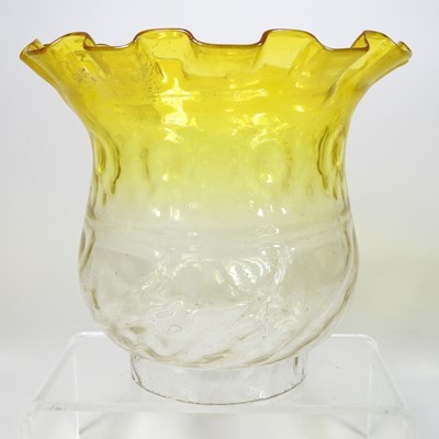 Lot 63 - A yellow glass oil lamp shade